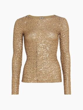 Free People Gold Rush Long-Sleeve Sequin Blouse